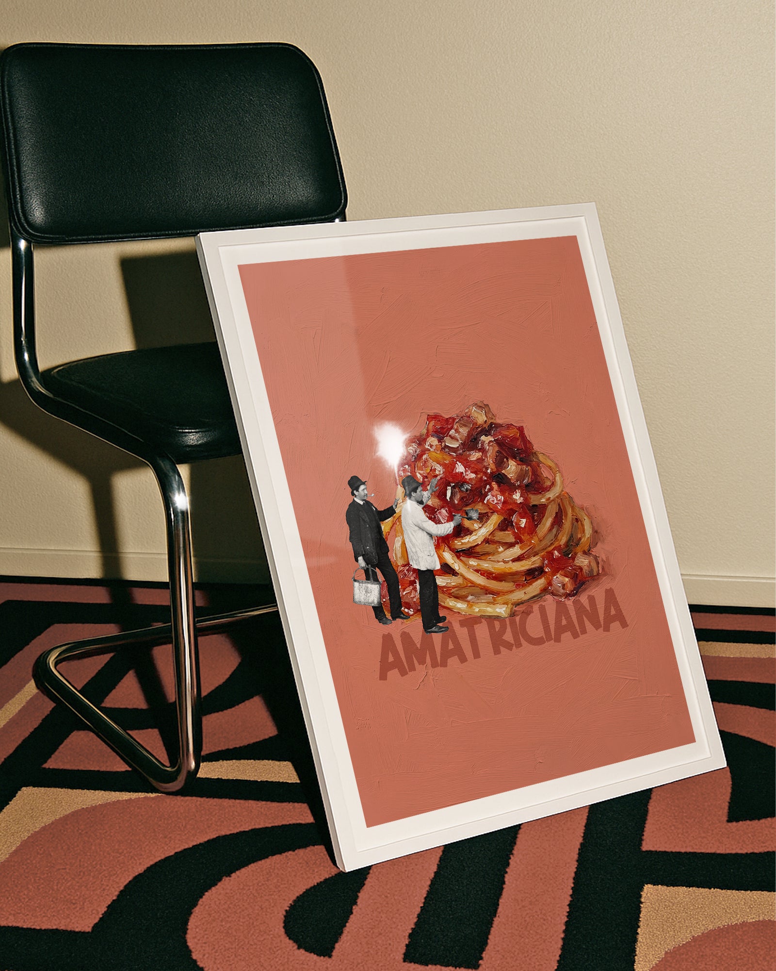 Stampa Amatriciana appesa in cucina, poster pop art cucina italiana