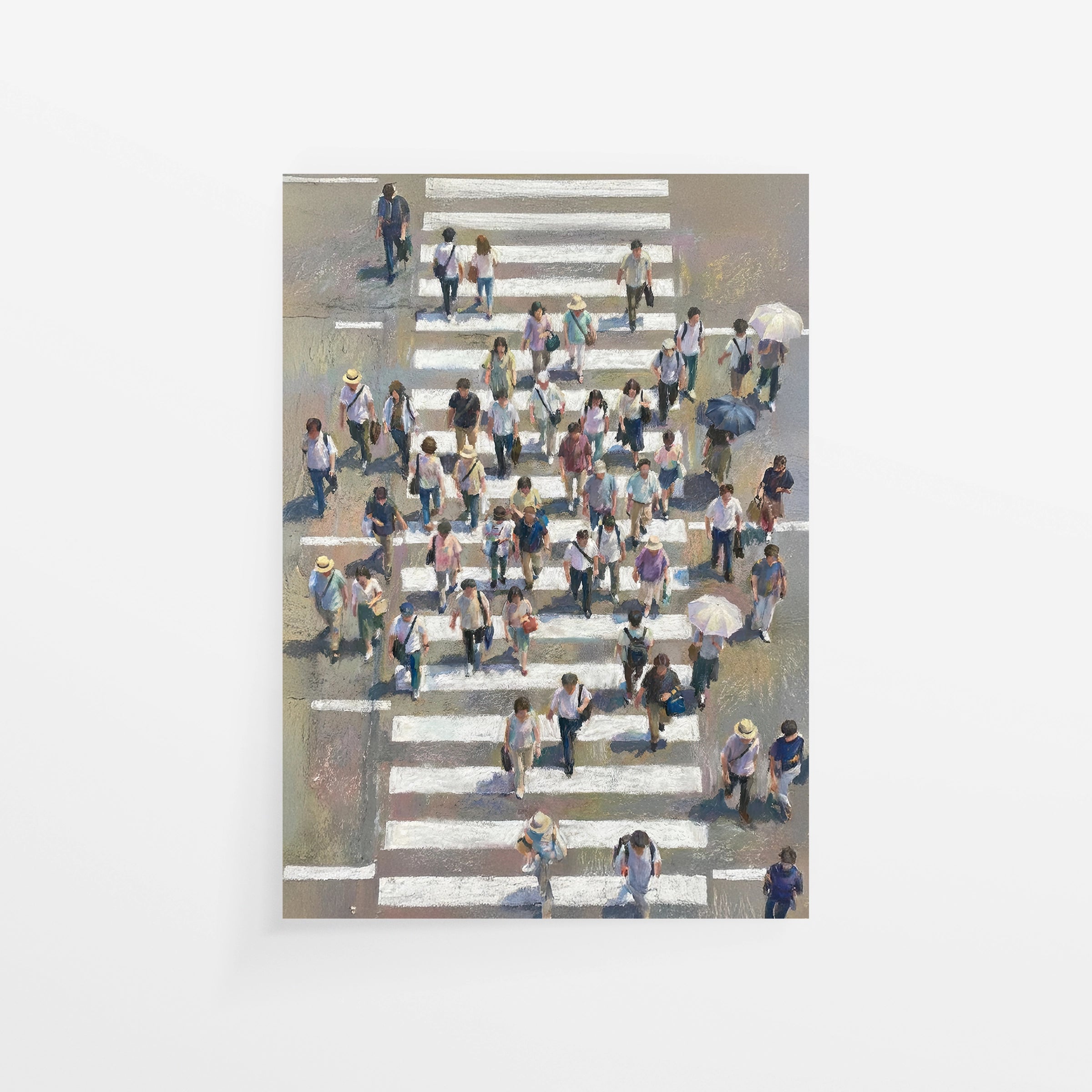 Poster attraversamento pedonale dall'alto variante 02, illustrazione a pastello
